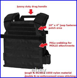 Active Shooter Black Tactical Vest Plate Carrier With Black Level III Armor Plates