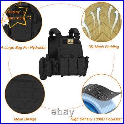 Black Outdoor Quick Release Tactical Vest CS Training Protective Padded Plate