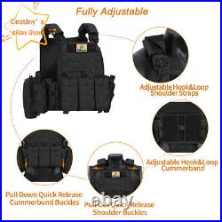 Black Outdoor Quick Release Tactical Vest CS Training Protective Padded Plate