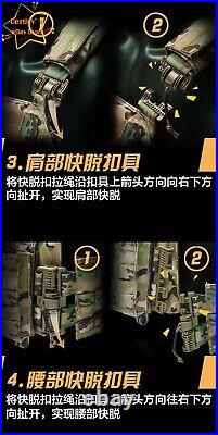 Black Outdoor Quick Release Tactical Vest CS Training Protective Padded Plate