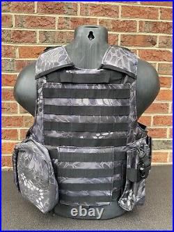 Black Python Camo Tactical Vest Plate Carrier With Plates- 2 10x12 curved Plates