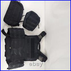 Black Tactical Vest Nylon Body Armor Adjustable Size Chest Protector