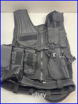 Commandant Military/Police Tactical Holster Vest BLACK With Utility Belt Extras