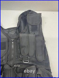 Commandant Military/Police Tactical Holster Vest BLACK With Utility Belt Extras