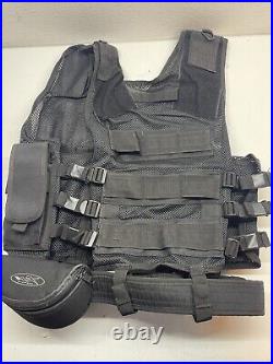 Commandant Military/Police Tactical Holster Vest BLACK With Utility Belt Extras