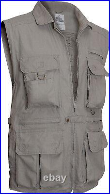 Convertible Safari Trailblazer Tactical Vest Jacket with Removable Sleeves Khaki