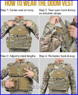 DOOM Tactical Vest, Adjustable Airsoft Vest MOLLE Vest for Men