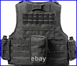 Force Recon Black Storm Tactical Vest Plate Carrier With Level III Armor Plates