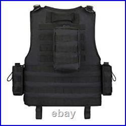 Force Recon Black Storm Tactical Vest Plate Carrier With Level III Armor Plates