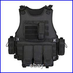 Force Recon Black Storm Tactical Vest Plate Carrier With Level III Armor Plates