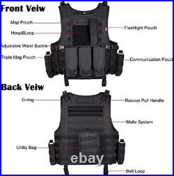 Force Recon Black Storm Tactical Vest Plate Carrier With Level III Superlite Armor