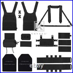 KRYDEX 2 in 1 Tactical Vest Low Vis Slick Plate Carrier & MK3 Chest Rig Placard