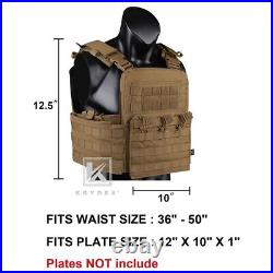 KRYDEX CPC Plate Carrier Tactical Heavy Duty MOLLE Vest Coyote Brown w Mag Pouch