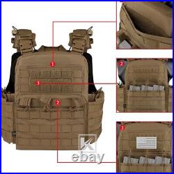 KRYDEX CPC Plate Carrier Tactical Heavy Duty MOLLE Vest Coyote Brown w Mag Pouch