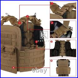 KRYDEX CPC Plate Carrier Tactical Heavy Duty MOLLE Vest Coyote Brown w Mag Pouch