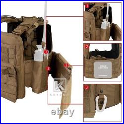 KRYDEX CPC Plate Carrier Tactical Heavy Duty MOLLE Vest Coyote Brown w Mag Pouch