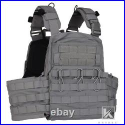 KRYDEX CPC Plate Carrier Tactical Heavy Duty Vest Quick Release MOLLE Wolf Gray