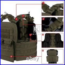 KRYDEX CPC Plate Carrier Tactical Heavy Duty Vest with Mag Pouch MOLLE Green