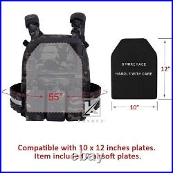 KRYDEX FCPC V5 Plate Carrier Tactical Vest with Zip On Back Panel Banger Black MC