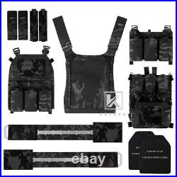 KRYDEX FCPC V5 Plate Carrier Tactical Vest with Zip On Back Panel Banger Black MC