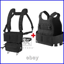 KRYDEX Low Vis Slick Plate Carrier Chest Rig 2 in 1 Tactical Placard Drop Pouch