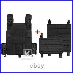 KRYDEX Plate Carrier Tactical Vest Quick Release 2 Laser Cut MOLLE Panels Black