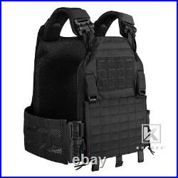 KRYDEX Plate Carrier Tactical Vest Quick Release 2 Laser Cut MOLLE Panels Black