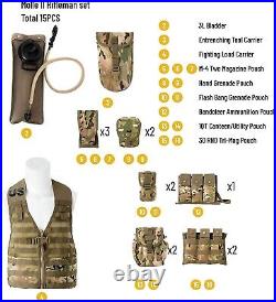 Military MOLLE 2 Army Vest, Rifleman FLC Set, Multicam Camo