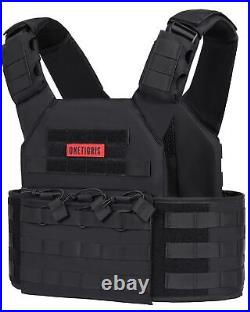 Multicam Tactical Vest, Adjustable Waistband from 36 to 46 (Black)