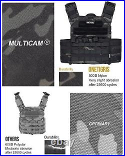 Multicam Tactical Vest, Adjustable Waistband from 36 to 46 (Black)