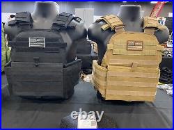 NEW Coyote tan Tactical Vest Plate carrier with 2 Curved 11x14 Plates Lvl III