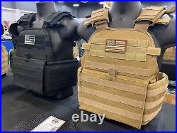 NEW Coyote tan Tactical Vest Plate carrier with 2 Curved 11x14 Plates Lvl III