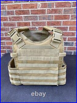 NEW Coyote tan Tactical Vest Plate carrier with 2 Curved 11x14 Plates Lvl III