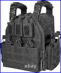 Outdoor Tactical Vest Airsof Vest for Men One Size Black