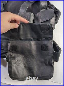 Rare! Vintage TKO Leather Tactical Vest Backpack Black Pouches Cartridge Holders