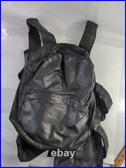 Rare! Vintage TKO Leather Tactical Vest Backpack Black Pouches Cartridge Holders