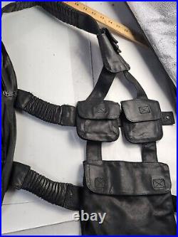 Rare! Vintage TKO Leather Tactical Vest Backpack Black Pouches Cartridge Holders