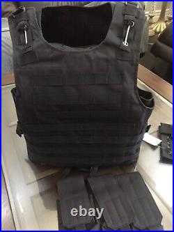 Tactical Plate Carrier Vest FREE Made With Kevlar Plates 3a Inserts Fits Ar500