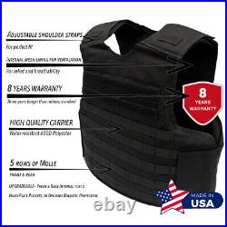 Tactical Soft Armored Ballistic Body IIIA Upgradeab Armor Vests Made in USA Blk