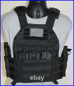 Tactical Vest Plate Carrier with(2) 10 x12 Lvl 3+AR500 plates- trauma pads-pouches