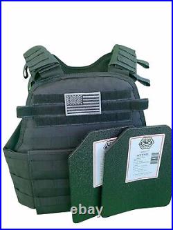 Tactical Vest Plate carrier- Black with 2 Curved 8x10 Plates