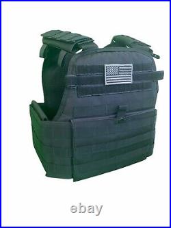 Tactical Vest Plate carrier- Black with 2 Curved 8x10 Plates