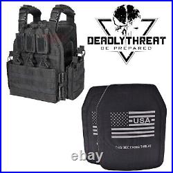 Urban Assault Black Storm Tactical Vest Plate Carrier Level III Superlite Armor