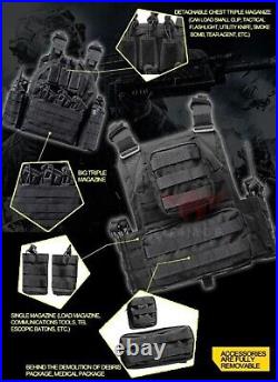 Urban Assault Black Storm Tactical Vest Plate Carrier Level III Superlite Armor