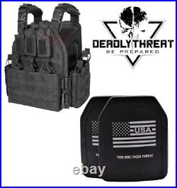 Urban Assault Black Storm Tactical Vest Plate Carrier With Level III+ Armor