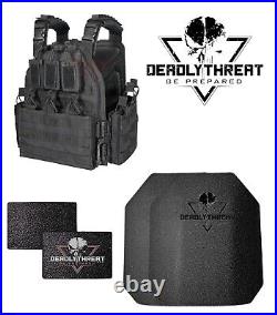 Urban Assault Black Storm Tactical Vest Plate Carrier With Level III Armor Plates