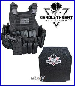 Urban Assault Black Storm Tactical Vest Plate Carrier With Level III Armor Plates