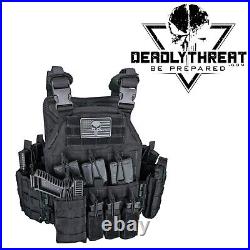 Urban Assault Black Storm Tactical Vest Plate Carrier With Level III Armor Plates