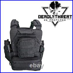 Urban Assault Black Storm Tactical Vest Plate Carrier With Level III Armor Plates