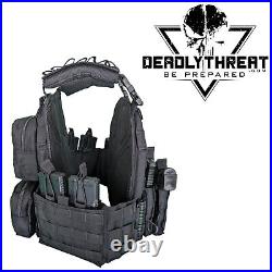 Urban Assault Black Storm Tactical Vest Plate Carrier With Level III Armor Plates